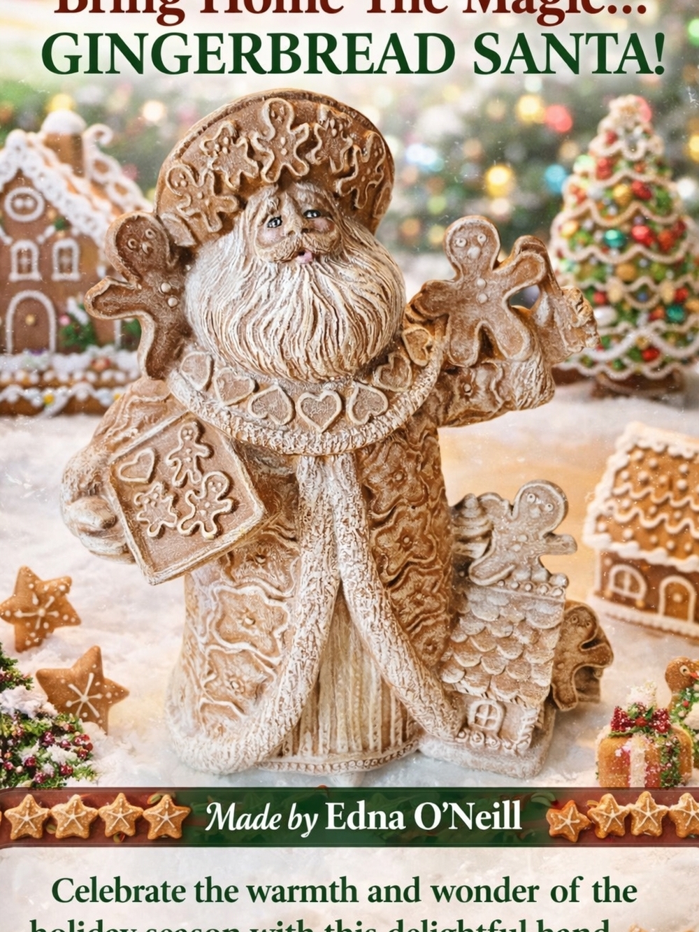 O'Neill Gingerbread Santa Figurine in Brown and White